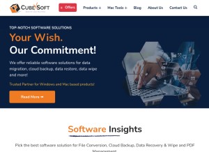 How cubexsoft.com looks like on a tablet such as an iPad.