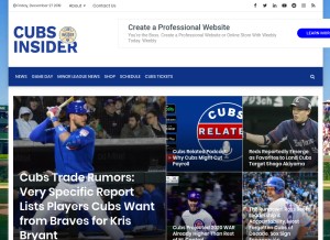 How cubsinsider.com looks like on a tablet such as an iPad.