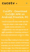How cucotv.co looks like on a mobile device such as an iPhone.