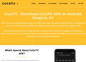 How cucotv.co looks like on a tablet such as an iPad.
