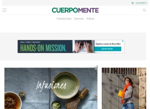 How cuerpomente.com looks like on a tablet such as an iPad.