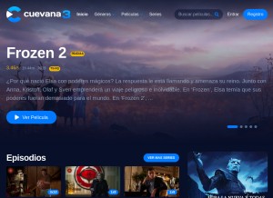 How cuevana3.co looks like on a tablet such as an iPad.