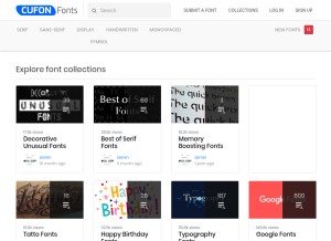 How cufonfonts.com looks like on a tablet such as an iPad.