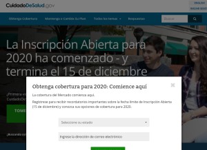 How cuidadodesalud.gov looks like on a tablet such as an iPad.