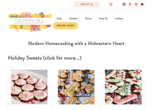 How culinaryhill.com looks like on a tablet such as an iPad.