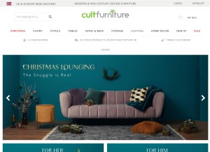 How cultfurniture.com looks like on a tablet such as an iPad.