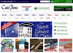 How cultpens.com looks like on a tablet such as an iPad.