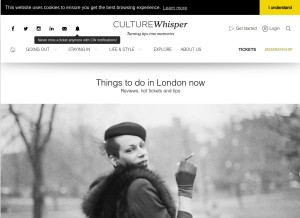How culturewhisper.com looks like on a tablet such as an iPad.