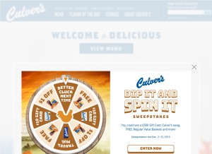 How culvers.com looks like on a tablet such as an iPad.