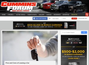 How cumminsforum.com looks like on a tablet such as an iPad.