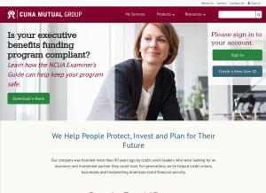 How cunamutual.com looks like on a tablet such as an iPad.