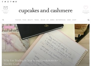 How cupcakesandcashmere.com looks like on a tablet such as an iPad.