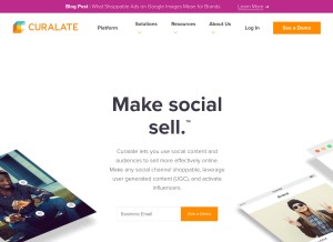 How curalate.com looks like on a tablet such as an iPad.