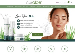 How curaloe.in.th looks like on a tablet such as an iPad.