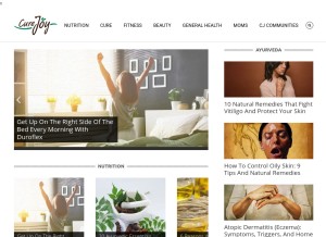 How curejoy.com looks like on a tablet such as an iPad.