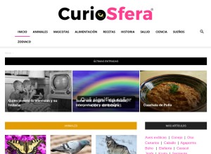 How curiosfera.com looks like on a tablet such as an iPad.