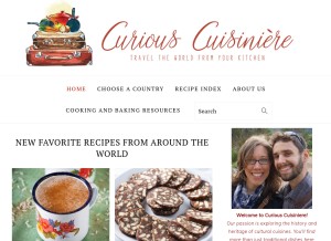 How curiouscuisiniere.com looks like on a tablet such as an iPad.
