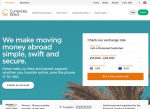 How currenciesdirect.com looks like on a tablet such as an iPad.