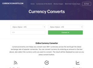 How currencyconverts.com looks like on a tablet such as an iPad.