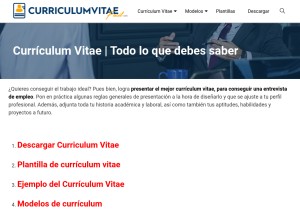 How curriculumvitaefacil.net looks like on a tablet such as an iPad.