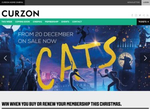 How curzoncinemas.com looks like on a tablet such as an iPad.