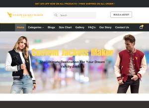 How customjacketsmaker.com looks like on a tablet such as an iPad.