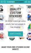 How customstickers.com looks like on a mobile device such as an iPhone.