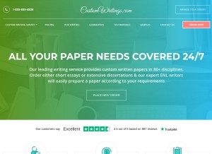 How customwritings.com looks like on a tablet such as an iPad.