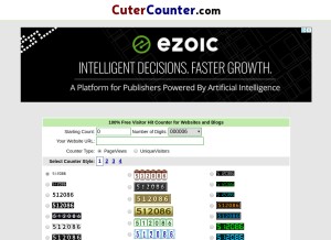 How cutercounter.com looks like on a tablet such as an iPad.