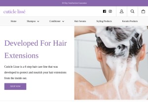 How cuticlelisse.com looks like on a tablet such as an iPad.