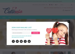 How cutieusa.com looks like on a tablet such as an iPad.