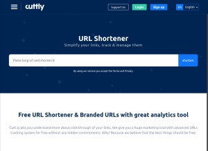 How cutt.ly looks like on a tablet such as an iPad.