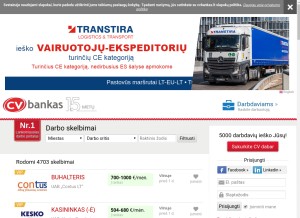 How cvbankas.lt looks like on a tablet such as an iPad.