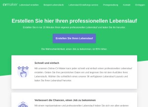 How cvmaker.de looks like on a tablet such as an iPad.