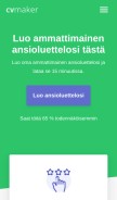 How cvmaker.fi looks like on a mobile device such as an iPhone.