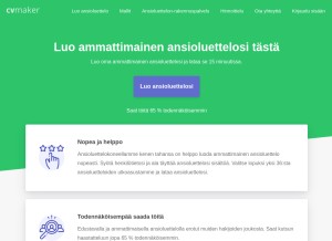 How cvmaker.fi looks like on a tablet such as an iPad.