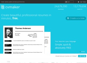 How cvmkr.com looks like on a tablet such as an iPad.