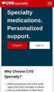 How cvsspecialty.com looks like on a mobile device such as an iPhone.