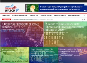 How cybercrimeswatch.com looks like on a tablet such as an iPad.