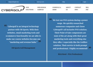 How cybergolf.com looks like on a tablet such as an iPad.