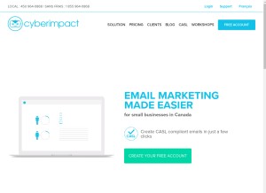 How cyberimpact.com looks like on a tablet such as an iPad.