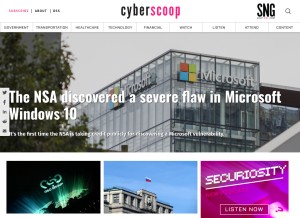 How cyberscoop.com looks like on a tablet such as an iPad.