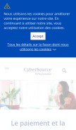 How cybersource.com looks like on a mobile device such as an iPhone.
