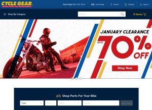 How cyclegear.com looks like on a tablet such as an iPad.