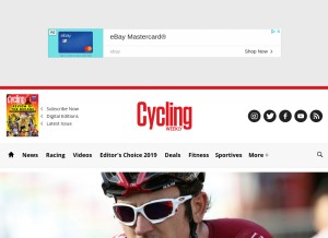 How cyclingweekly.com looks like on a tablet such as an iPad.