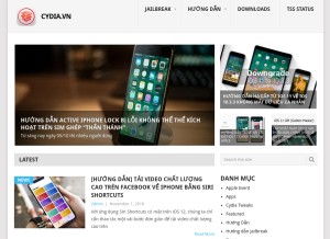 How cydia.vn looks like on a tablet such as an iPad.