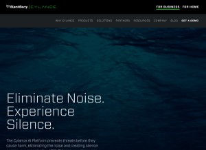 How cylance.com looks like on a tablet such as an iPad.