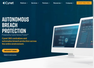 How cynet.com looks like on a tablet such as an iPad.