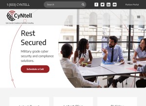 How cyntell.com looks like on a tablet such as an iPad.