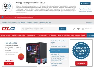 How czc.cz looks like on a tablet such as an iPad.